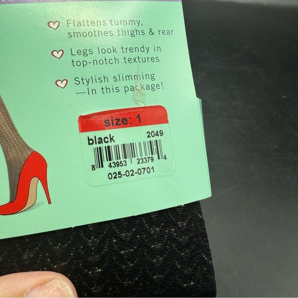 Assets by Spanx Black Shaping Tights Textured Wishbone Size 1 - Picture 2 of 4